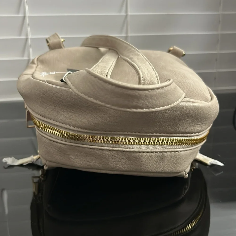 Atrie Vegan Leather Backpack – Taupe – Gold Tone Hardware – NWT